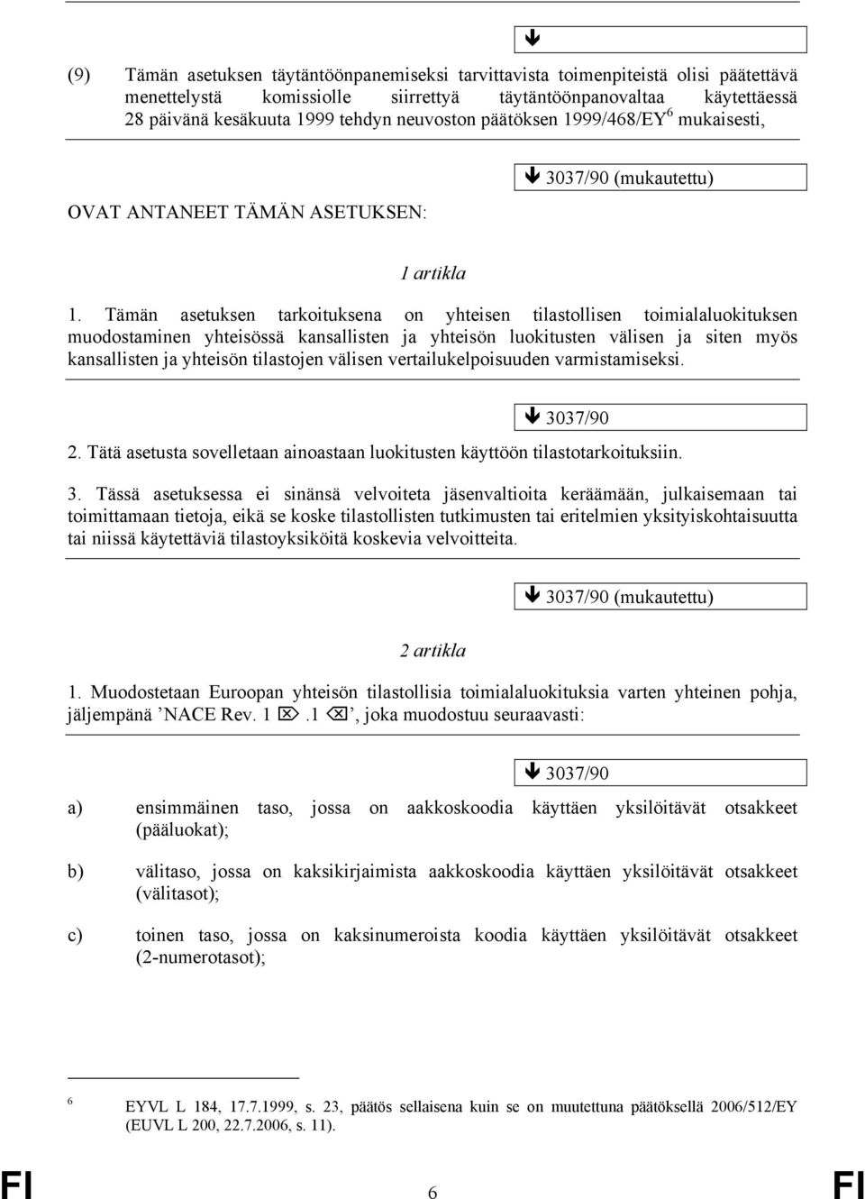 Tämän asetuksen tarkoituksena on yhteisen tilastollisen toimialaluokituksen muodostaminen yhteisössä kansallisten ja yhteisön luokitusten välisen ja siten myös kansallisten ja yhteisön tilastojen