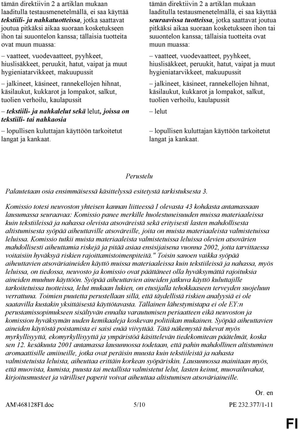 hihnat, käsilaukut, kukkarot ja lompakot, salkut, tuolien verhoilu, kaulapussit tekstiili- ja nahkalelut sekä lelut, joissa on tekstiili- tai nahkaosia lopullisen kuluttajan käyttöön tarkoitetut