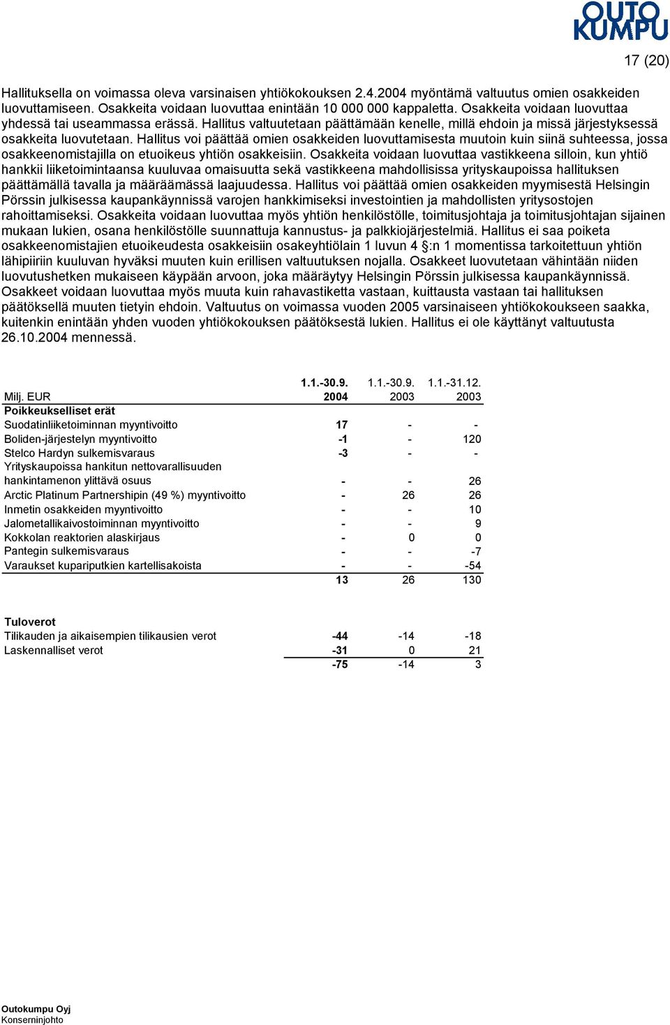 Hallitus voi päättää omien osakkeiden luovuttamisesta muutoin kuin siinä suhteessa, jossa osakkeenomistajilla on etuoikeus yhtiön osakkeisiin.