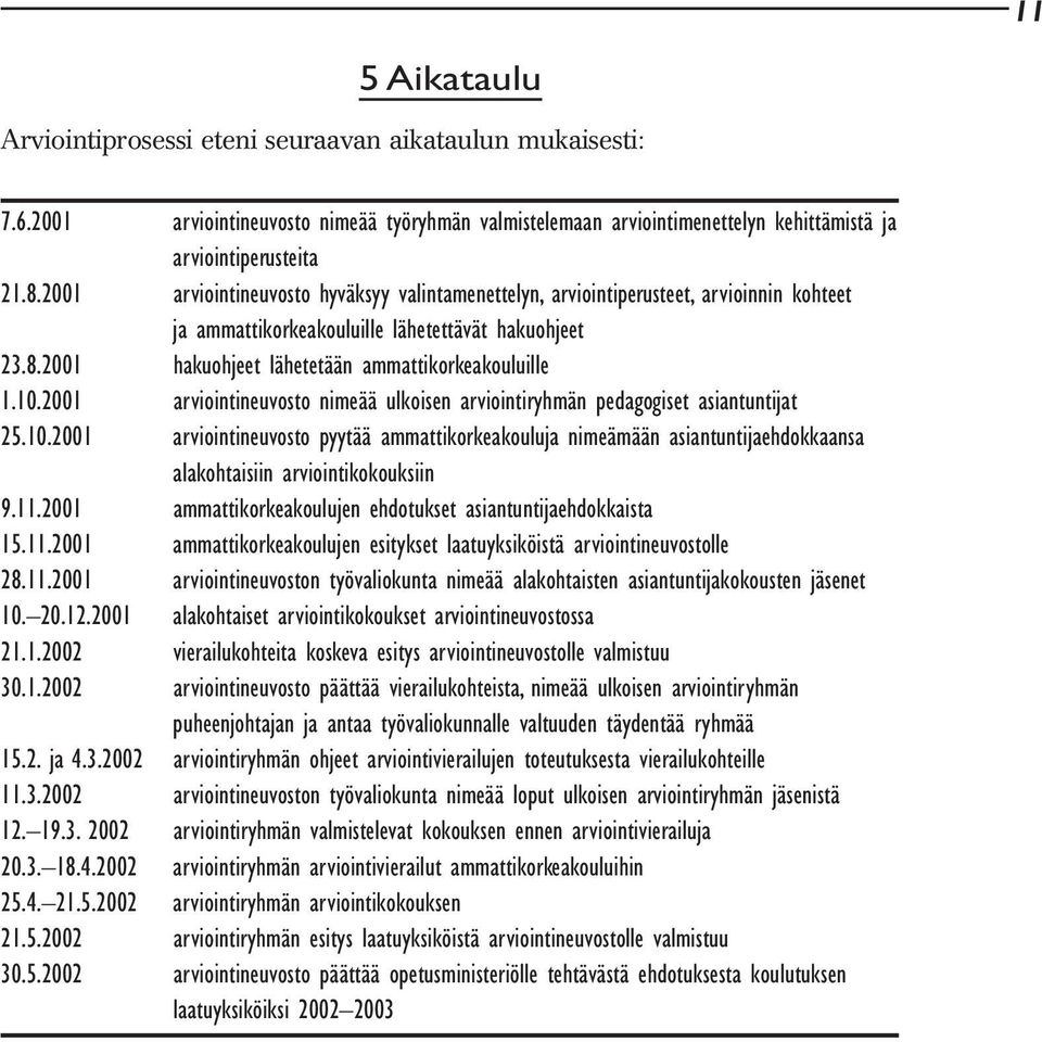 2001 arviointineuvosto nimeää ulkoisen arviointiryhmän pedagogiset asiantuntijat 25.10.