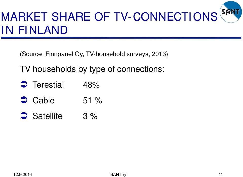 2013) TV households by type of connections: