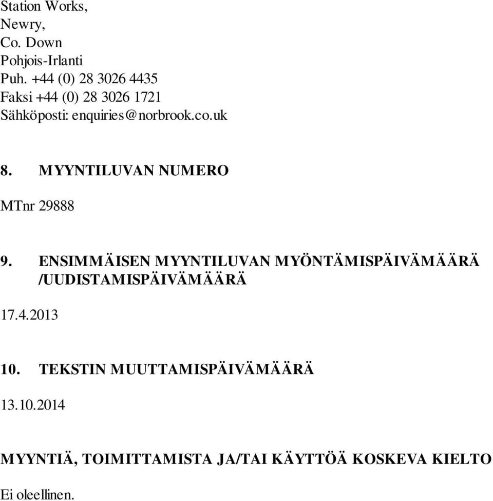 MYYNTILUVAN NUMERO MTnr 29888 9.