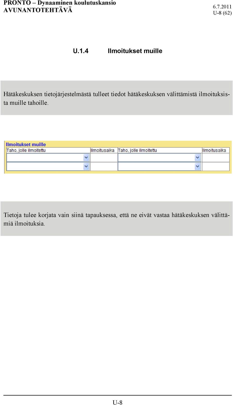 tiedot hätäkeskuksen välittämistä ilmoituksista muille