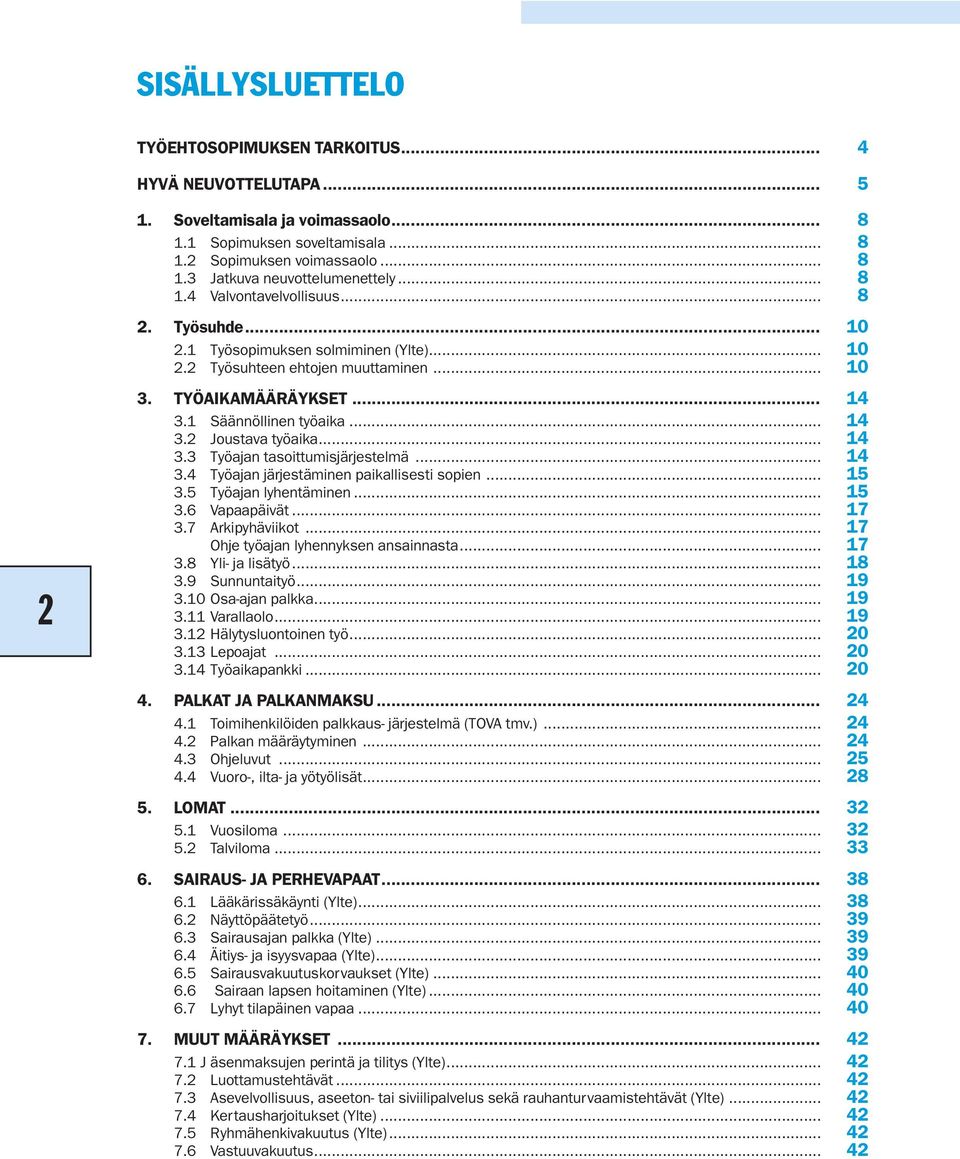 .. 14 3.3 Työajan tasoittumisjärjestelmä... 14 3.4 Työajan järjestäminen paikallisesti sopien... 15 3.5 Työajan lyhentäminen... 15 3.6 Vapaapäivät... 17 3.7 Arkipyhäviikot.