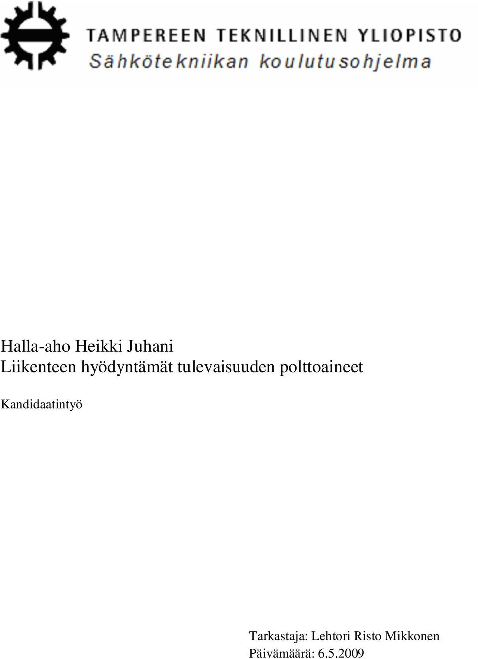 polttoaineet Kandidaatintyö