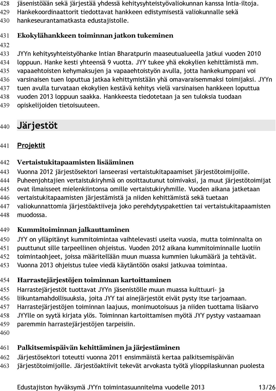 Ekokylähankkeen toiminnan jatkon tukeminen JYYn kehitysyhteistyöhanke Intian Bharatpurin maaseutualueella jatkui vuoden 2010 loppuun. Hanke kesti yhteensä 9 vuotta.