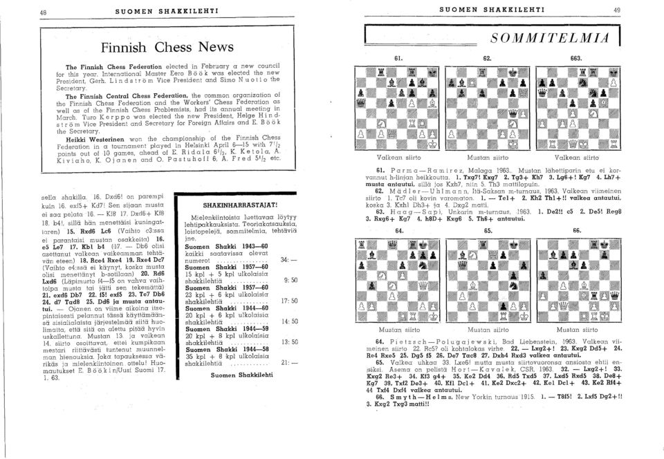 The Finnish Central Chess Federation, the common organization 01 the Finnish Chess Federation and the Workers' Chess Federation as well as 01 the Finnish Chess Problemists, had its annual meeting in