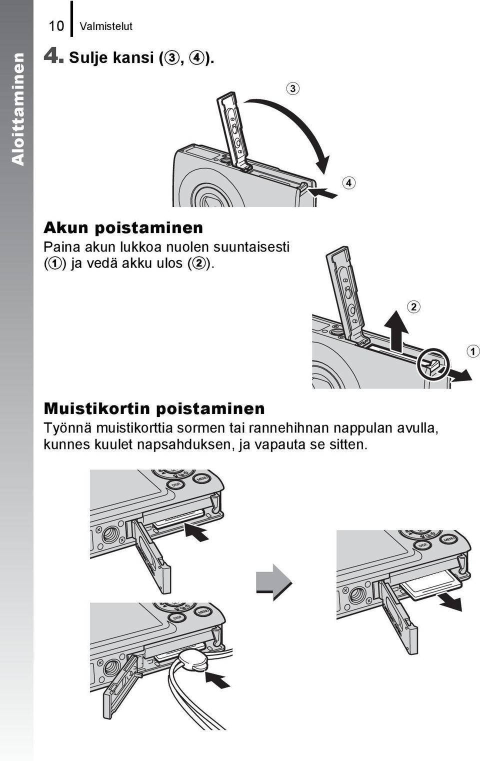 vedä akku ulos (b).