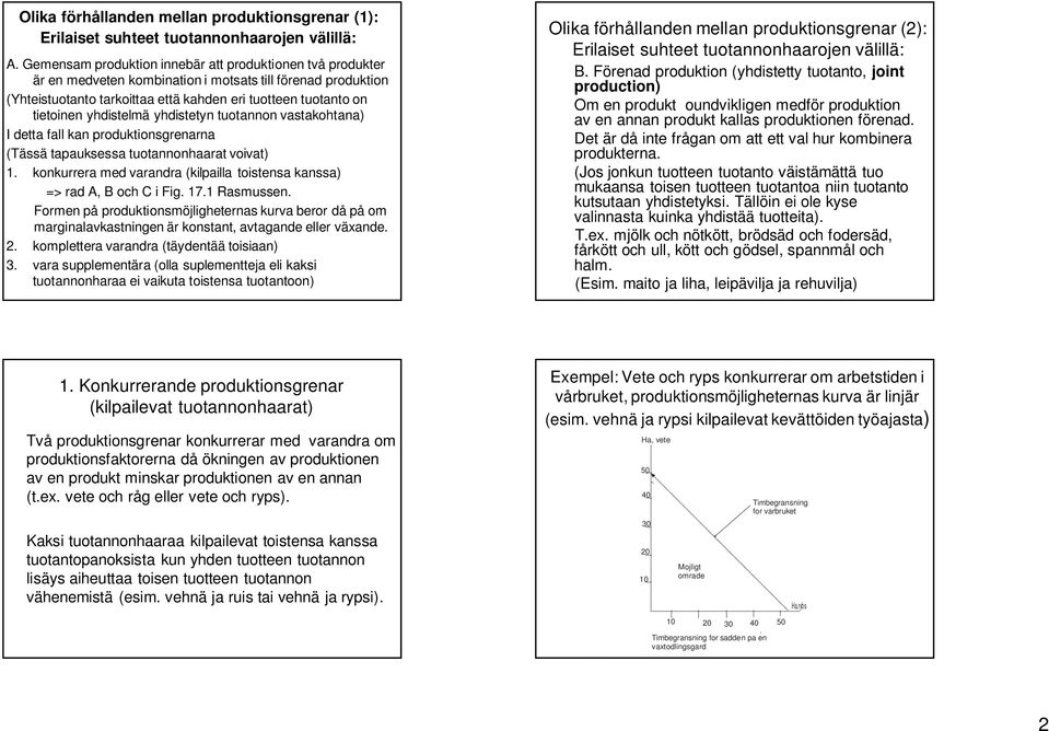yhdistelmä yhdistetyn tuotannon vastakohtana) I detta fall kan produktionsgrenarna (Tässä tapauksessa tuotannonhaarat voivat).