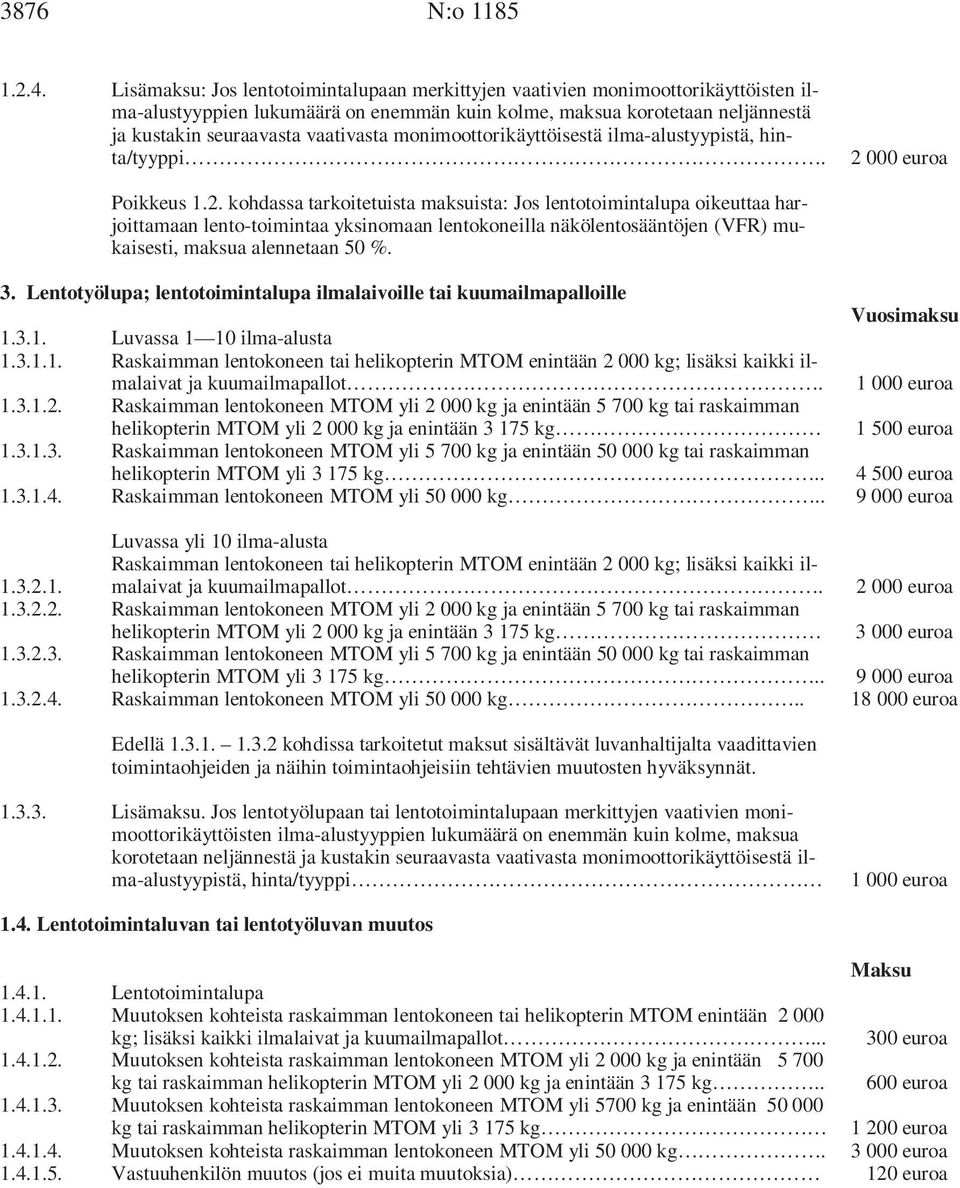 monimoottorikäyttöisestä ilma-alustyypistä, hinta/tyyppi. 2 