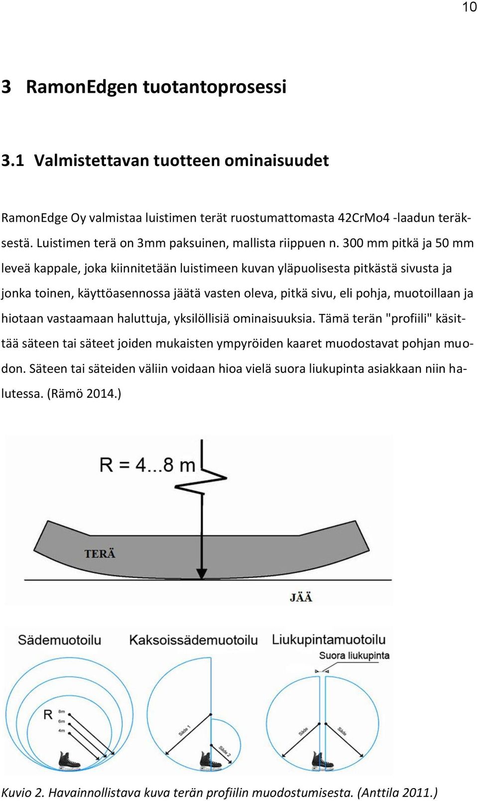 300 mm pitkä ja 50 mm leveä kappale, joka kiinnitetään luistimeen kuvan yläpuolisesta pitkästä sivusta ja jonka toinen, käyttöasennossa jäätä vasten oleva, pitkä sivu, eli pohja,