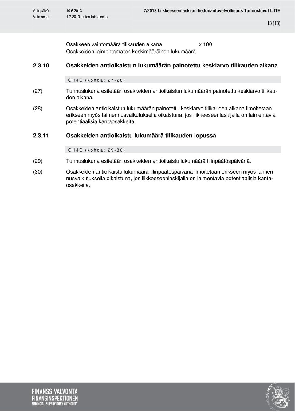 (28) Osakkeiden antioikaistun lukumäärän painotettu keskiarvo tilikauden aikana ilmoitetaan erikseen myös laimennusvaikutuksella oikaistuna, jos liikkeeseenlaskijalla on laimentavia potentiaalisia