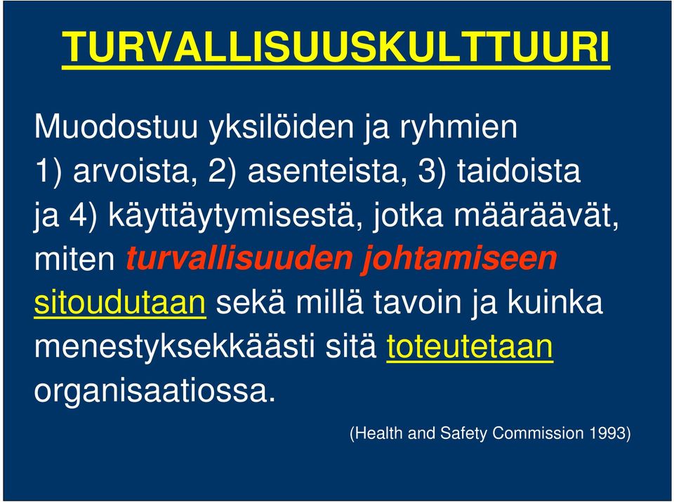 turvallisuuden johtamiseen sitoudutaan sekä millä tavoin ja kuinka