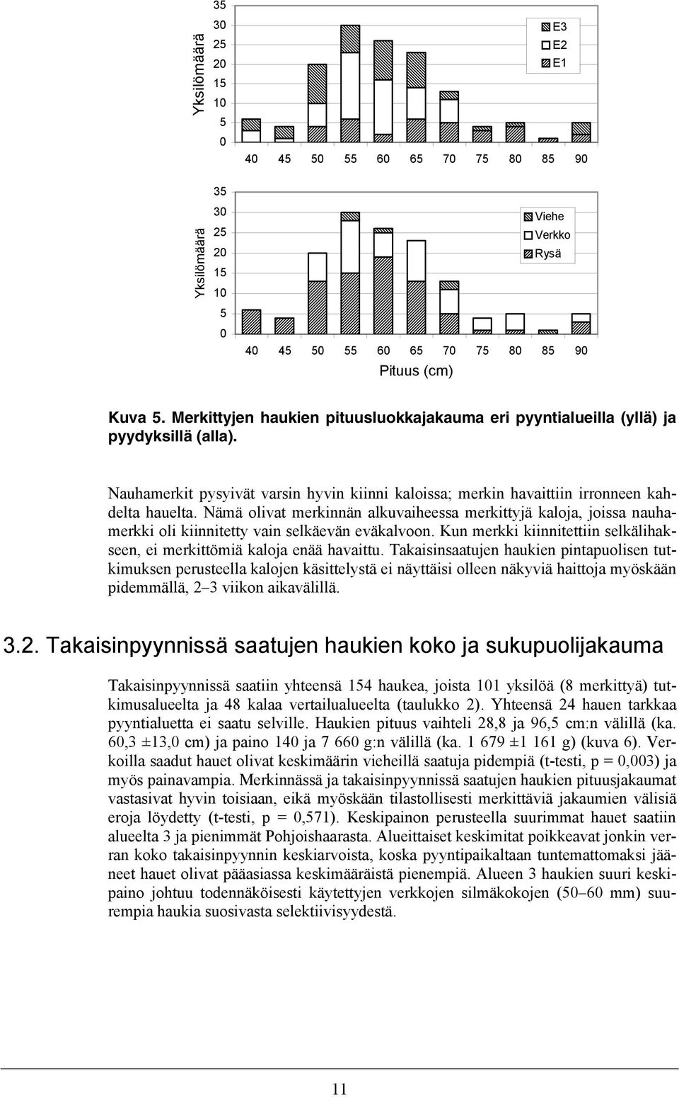 Nämä olivat merkinnän alkuvaiheessa merkittyjä kaloja, joissa nauhamerkki oli kiinnitetty vain selkäevän eväkalvoon. Kun merkki kiinnitettiin selkälihakseen, ei merkittömiä kaloja enää havaittu.