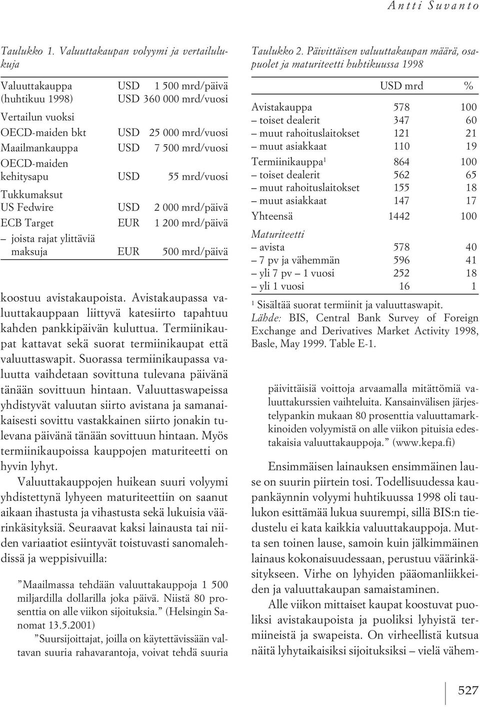 mrd/vuosi OECD-maiden kehitysapu USD 55 mrd/vuosi Tukkumaksut US Fedwire USD 2 000 mrd/päivä ECB Target EUR 1 200 mrd/päivä joista rajat ylittäviä maksuja EUR 500 mrd/päivä koostuu avistakaupoista.