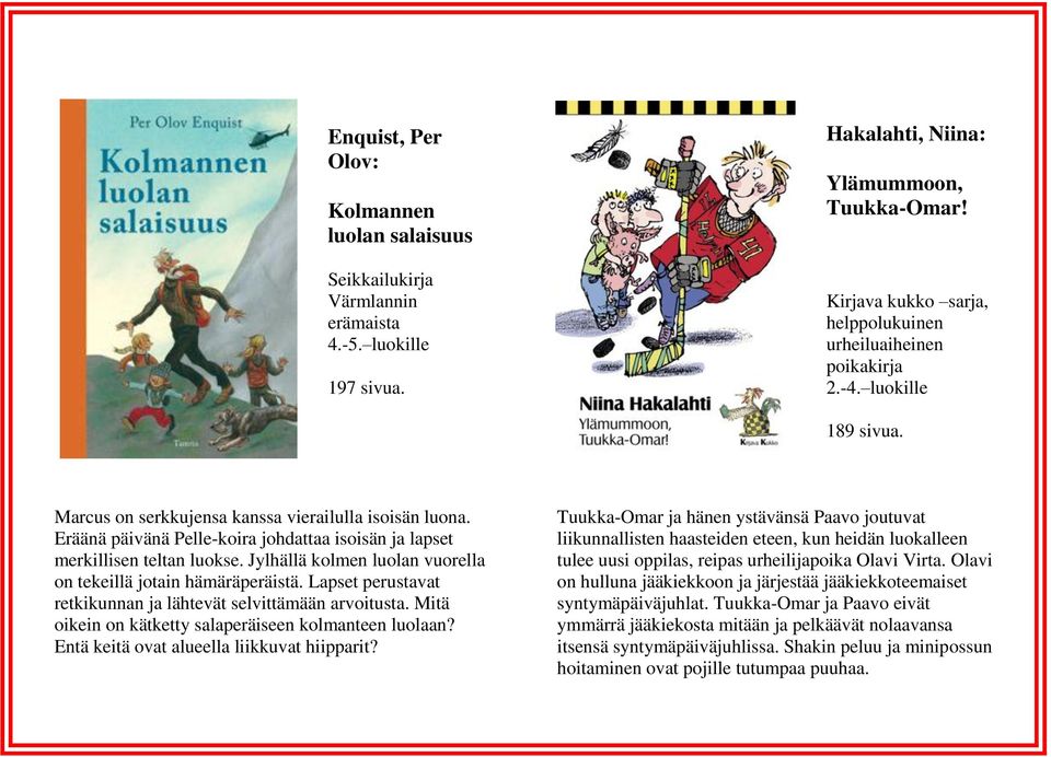 Eräänä päivänä Pelle-koira johdattaa isoisän ja lapset merkillisen teltan luokse. Jylhällä kolmen luolan vuorella on tekeillä jotain hämäräperäistä.