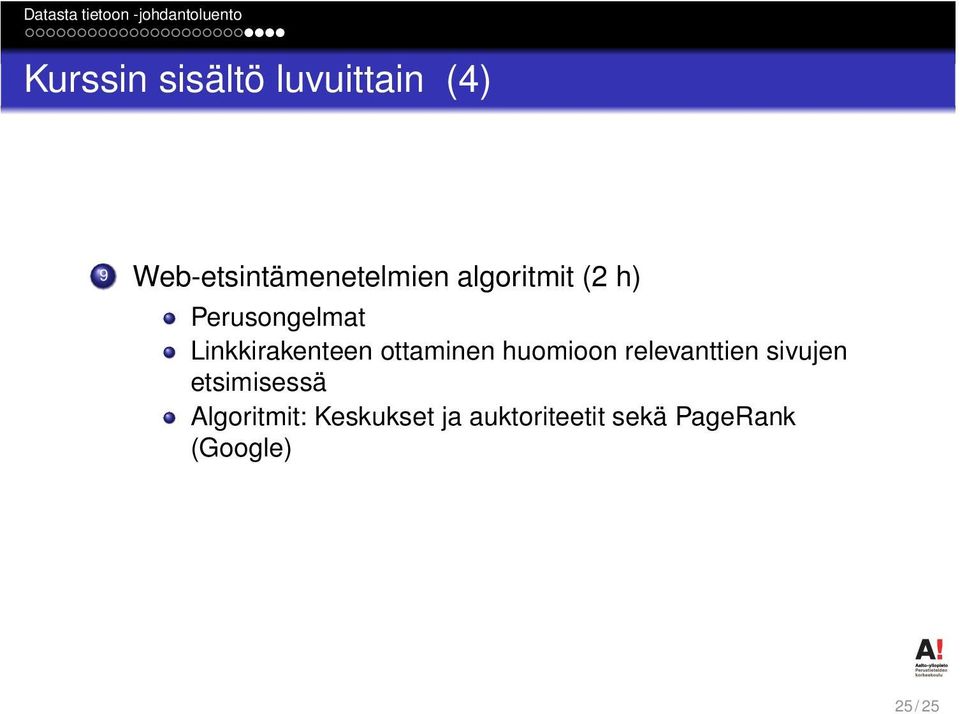 ottaminen huomioon relevanttien sivujen etsimisessä