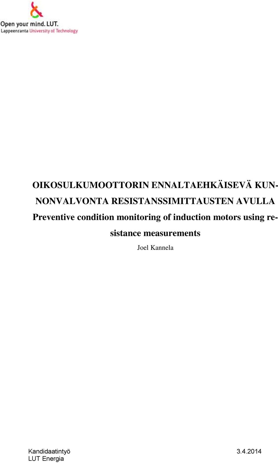 monitoring of induction motors using resistance