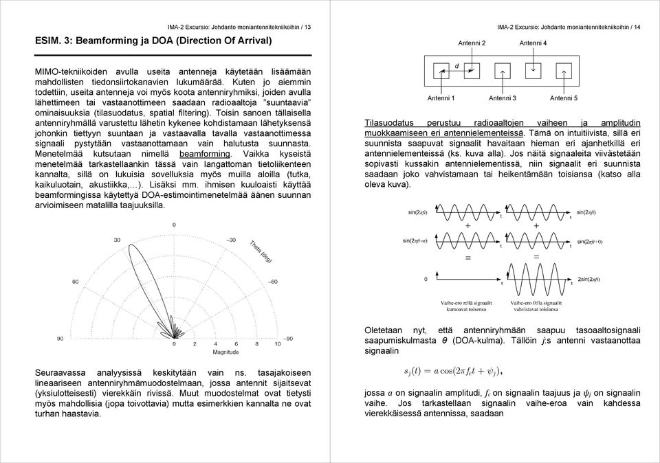 vastaanottimeen saadaan radioaaltoja suuntaavia ominaisuuksia (tilasuodatus, spatial filtering) Toisin sanoen tällaisella antenniryhmällä varustettu lähetin kykenee kohdistamaan lähetyksensä johonkin