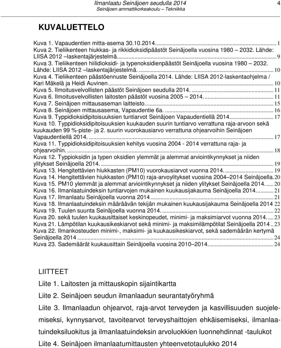 Lähde: LIISA 2012-laskentaohjelma / Kari Mäkelä ja Heidi Auvinen... 10 Kuva 5. Ilmoitusvelvollisten päästöt Seinäjoen seudulla 2014.... 11 Kuva 6.