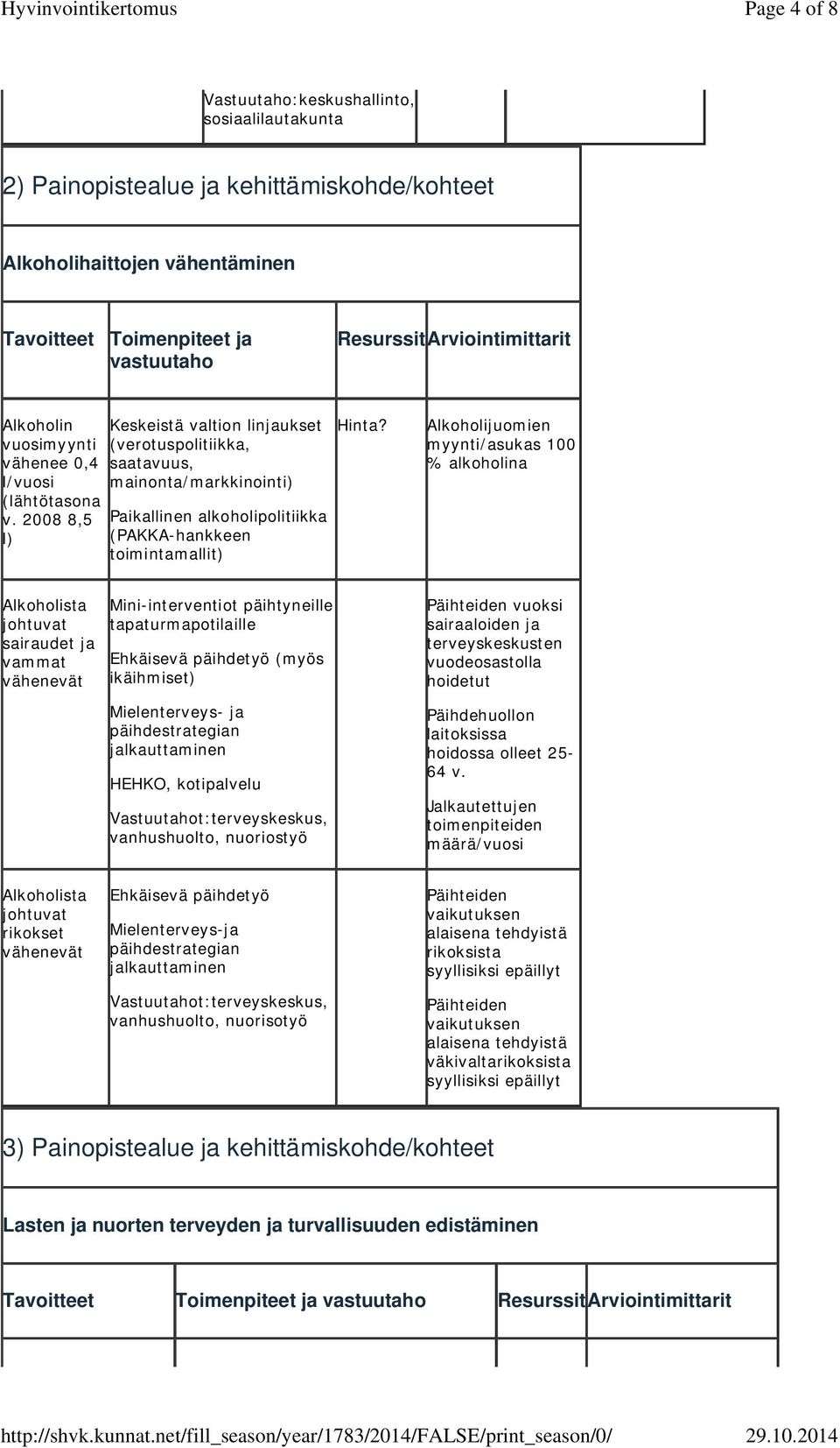 2008 8,5 l) Keskeistä valtion linjaukset (verotuspolitiikka, saatavuus, mainonta/markkinointi) Paikallinen alkoholipolitiikka (PAKKA-hankkeen toimintamallit) Hinta?