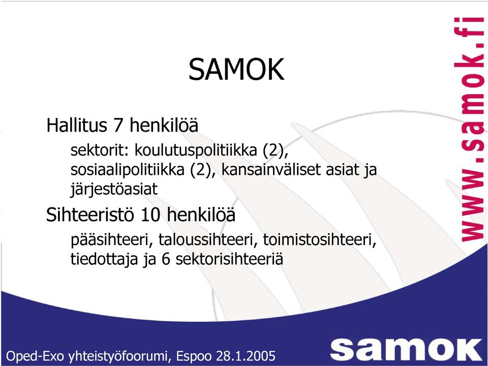 järjestöasiat Sihteeristö 10 henkilöä pääsihteeri,