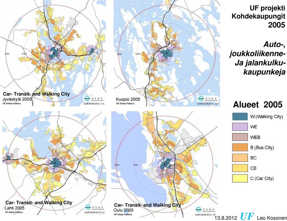 Transit- and Walking City Alueet 2005 Car- Transit-