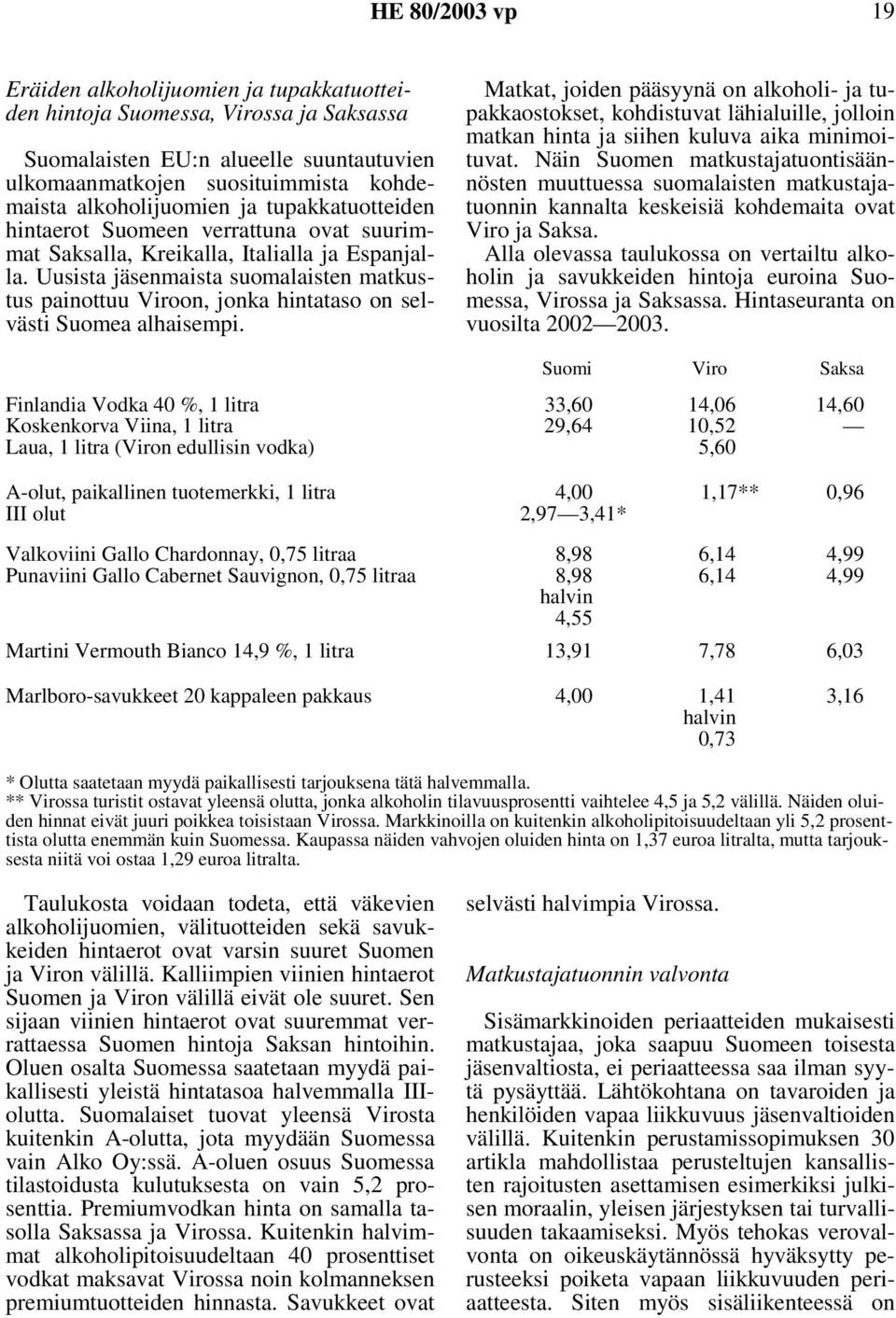 Uusista jäsenmaista suomalaisten matkustus painottuu Viroon, jonka hintataso on selvästi Suomea alhaisempi.