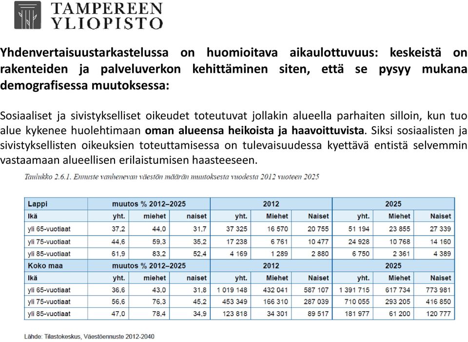 parhaiten silloin, kun tuo alue kykenee huolehtimaan oman alueensa heikoista ja haavoittuvista.