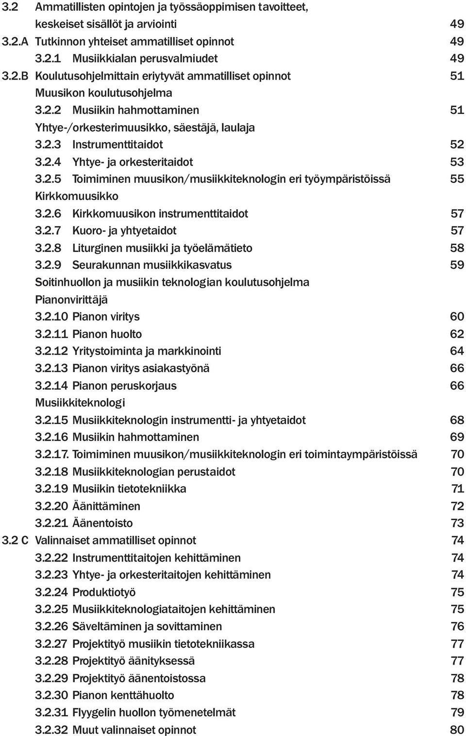 2.6 Kirkkomuusikon instrumenttitaidot 57 3.2.7 Kuoro- ja yhtyetaidot 57 3.2.8 Liturginen musiikki ja työelämätieto 58 3.2.9 Seurakunnan musiikkikasvatus 59 Soitinhuollon ja musiikin teknologian koulutusohjelma Pianonvirittäjä 3.