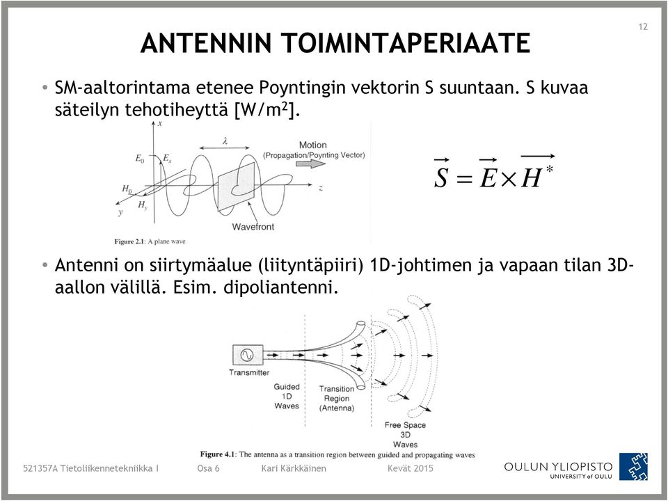 S kuvaa säteilyn tehotiheyttä [W/m 2 ].