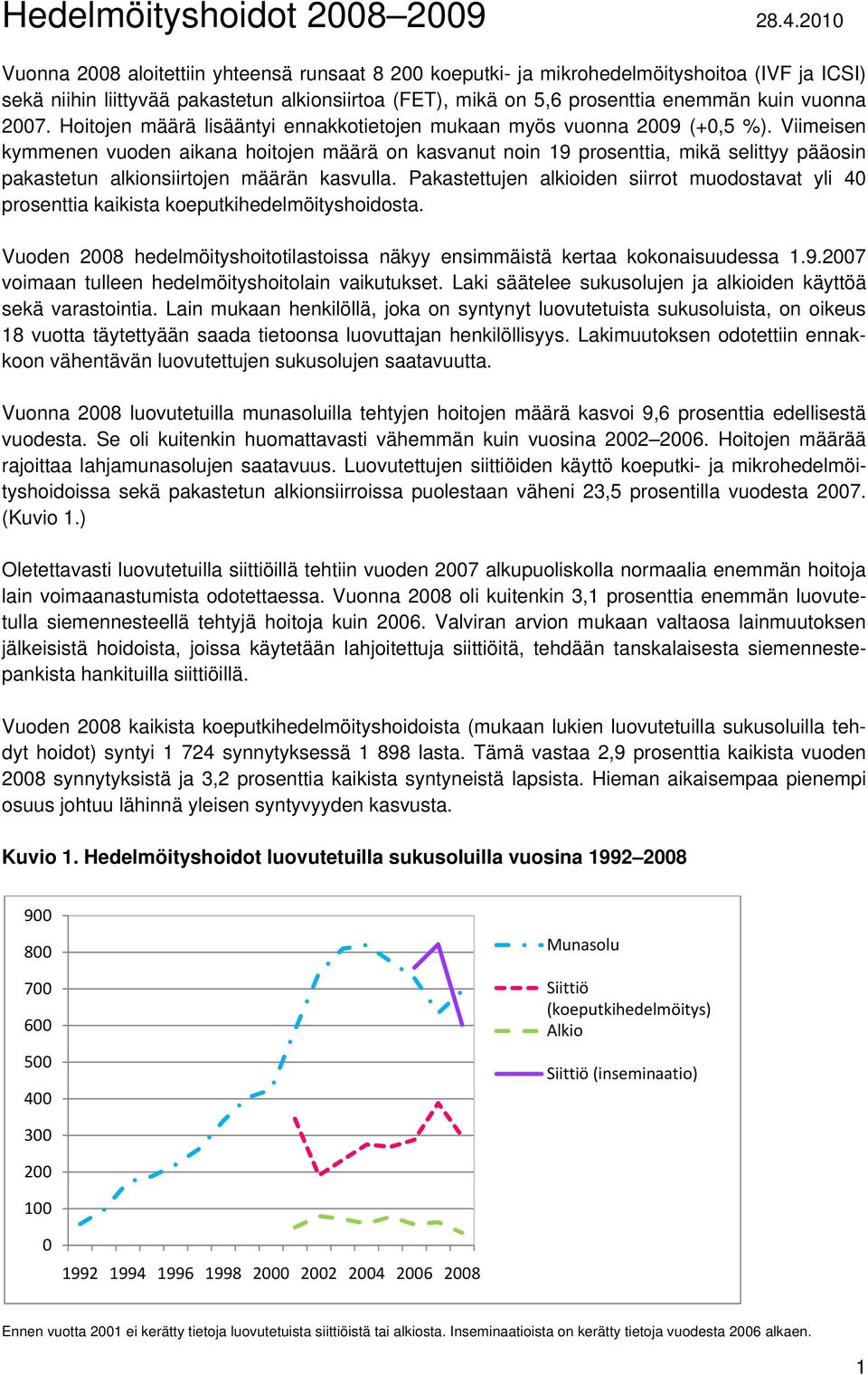 2007. Hoitojen määrä lisääntyi ennakkotietojen mukaan myös vuonna 2009 (+0,5 %).