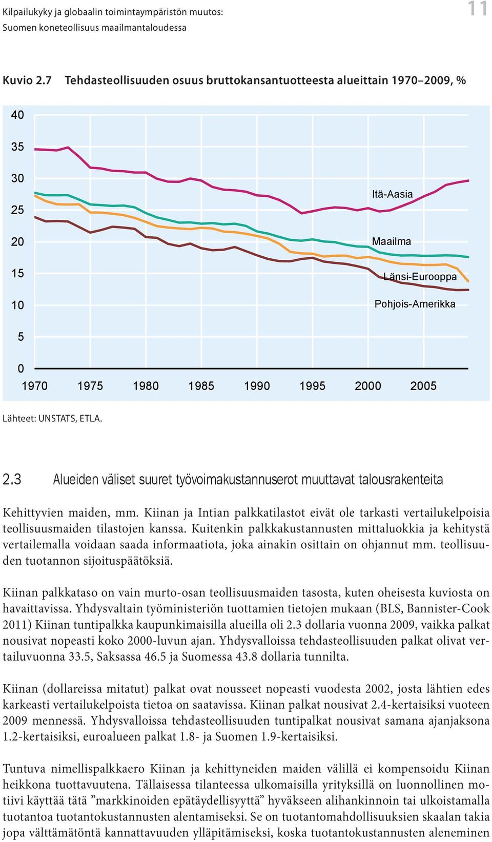 UNSTATS, UNSTATS, ETLA. ETLA. 2.3 Alueiden väliset suuret työvoimakustannuserot muuttavat talousrakenteita Kehittyvien maiden, mm.