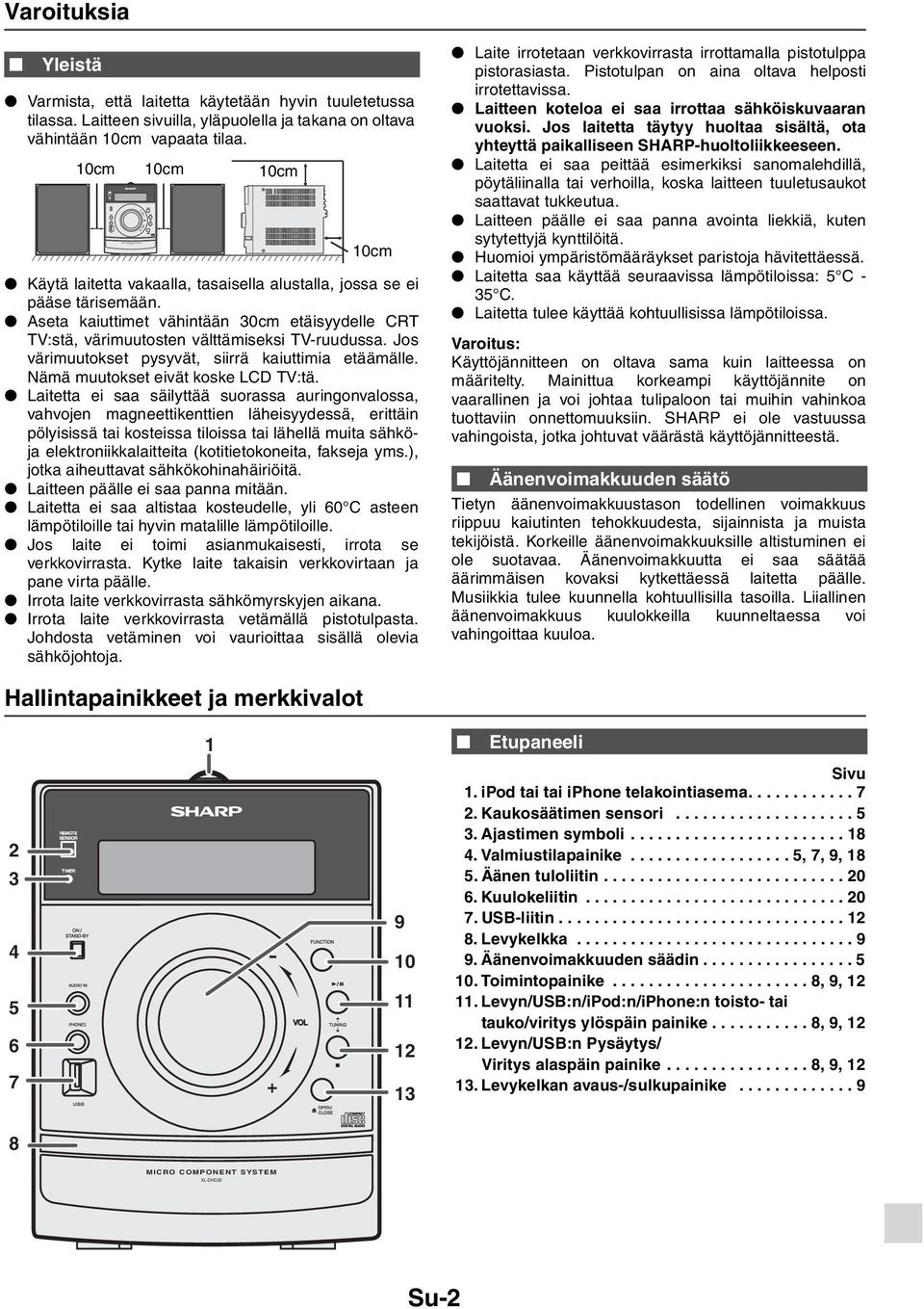 Jos värimuutokset pysyvät, siirrä kaiuttimia etäämälle. Nämä muutokset eivät koske LCD TV:tä.