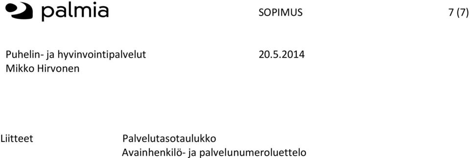 Palvelutasotaulukko