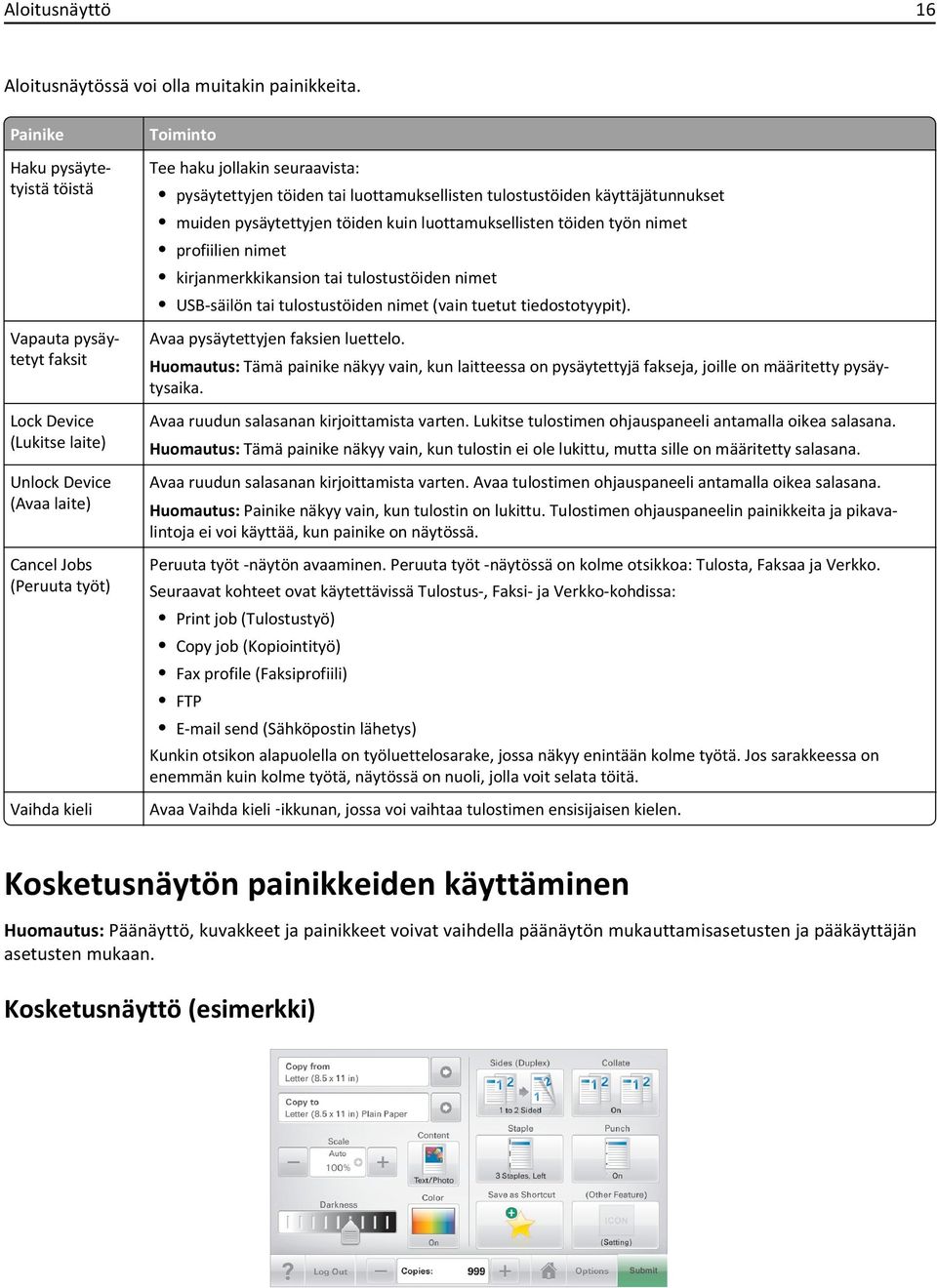 pysäytettyjen töiden tai luottamuksellisten tulostustöiden käyttäjätunnukset muiden pysäytettyjen töiden kuin luottamuksellisten töiden työn nimet profiilien nimet kirjanmerkkikansion tai