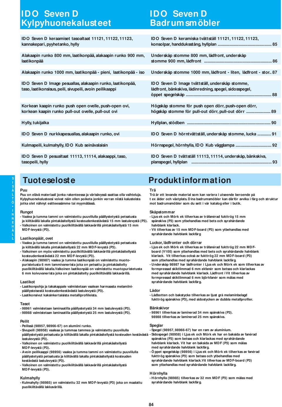 ovelle, push-open ovi, korkean kaapin runko pull-out ovelle, pull-out ovi Hylly, tukijalka IDO even D nurkkapesuallas, alakaapin runko, ovi Kulmapeili, kulmahylly, IDO Kub seinävalaisin IDO even D