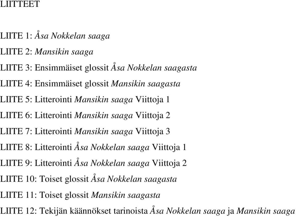 saaga Viittoja 3 LIITE 8: Litterointi Åsa Nokkelan saaga Viittoja 1 LIITE 9: Litterointi Åsa Nokkelan saaga Viittoja 2 LIITE 10: Toiset