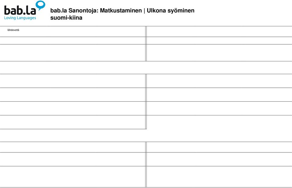 ) Ulkona syöminen : Maksaminen Saisimmeko laskun, kiitos? 结 账, 谢 谢 (Jiézhàng, Ilmoitus, että haluatte maksaa Haluaisimme maksaa erikseen.