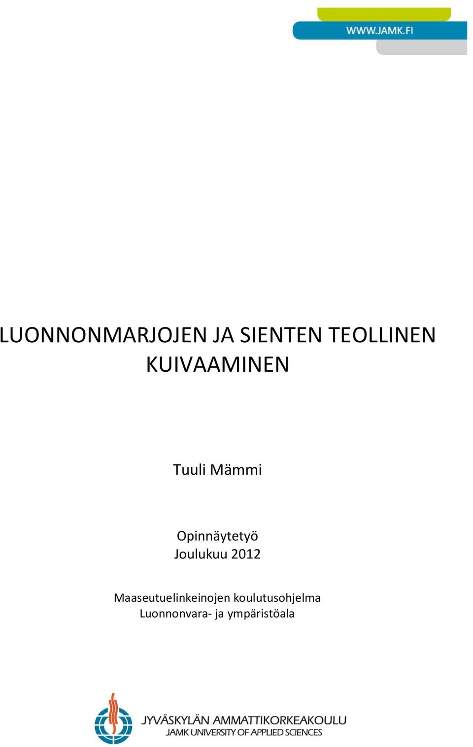 Joulukuu 2012 Maaseutuelinkeinojen