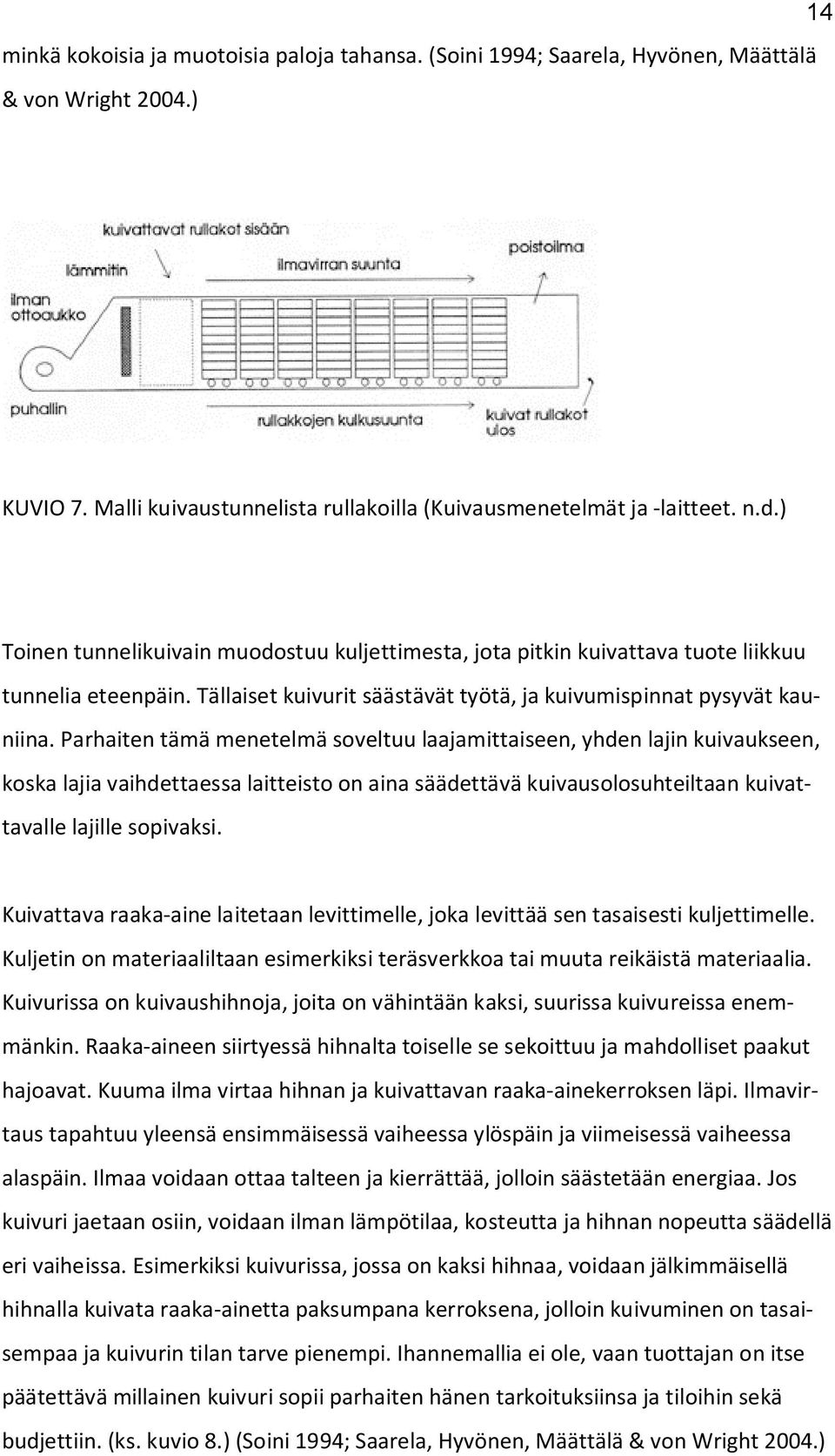 Parhaiten tämä menetelmä soveltuu laajamittaiseen, yhden lajin kuivaukseen, koska lajia vaihdettaessa laitteisto on aina säädettävä kuivausolosuhteiltaan kuivattavalle lajille sopivaksi.