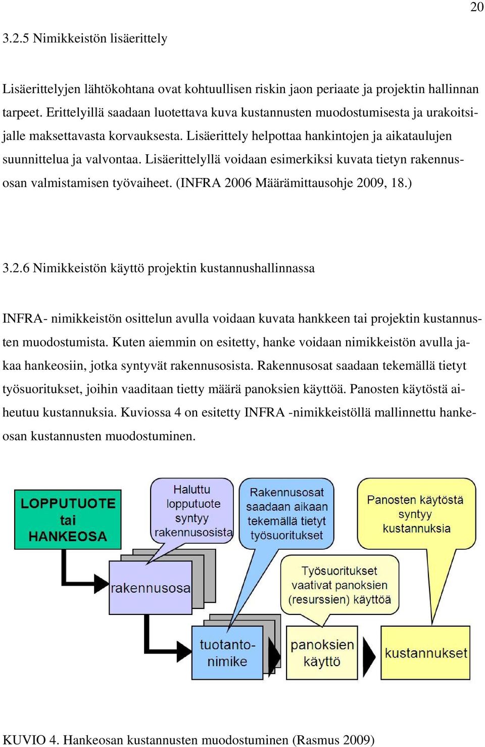 Lisäerittelyllä voidaan esimerkiksi kuvata tietyn rakennusosan valmistamisen työvaiheet. (INFRA 20