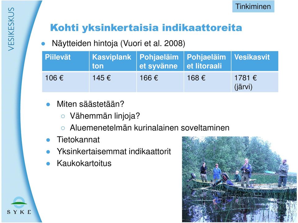 Vesikasvit 106 145 166 168 1781 (järvi) Miten säästetään? Vähemmän linjoja?