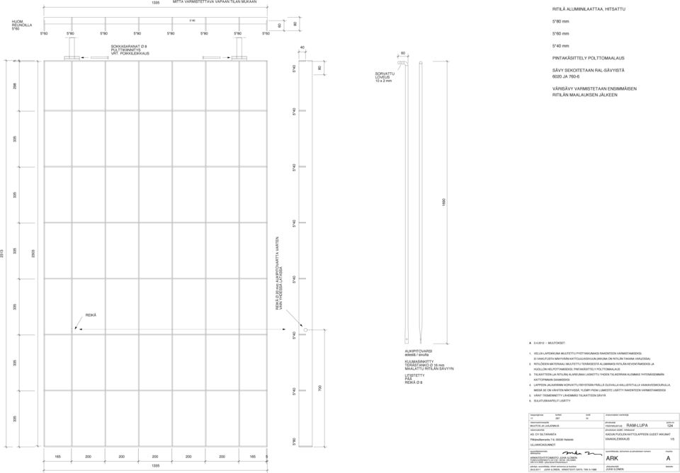 UKIPITOVRSI edestä / sivulta LITISTETTY PÄÄ REIKÄ Ø 8 1690 KUUMSINKITTY TERÄSTNKO Ø 16 mm MLTTU RITILÄN SÄVYYN SÄVY SEKOITETN RL-SÄVYISTÄ 6020 J 760-6 VÄRISÄVY VRMISTETN ENSIMMÄISEN RITILÄN MLUKSEN