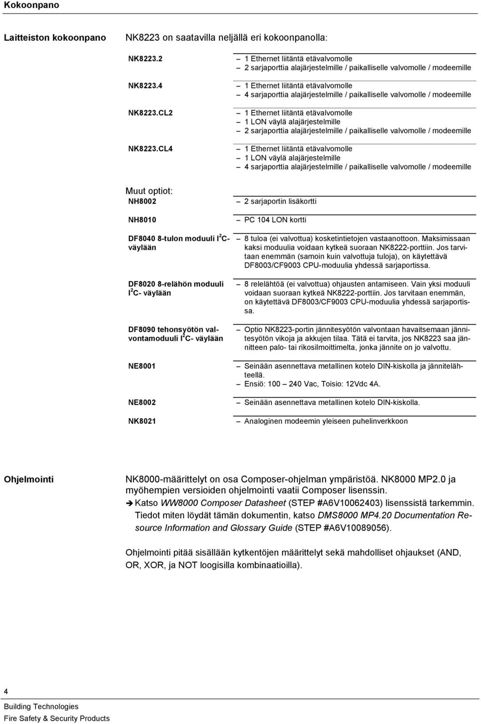 valvomolle / modeemille 1 Ethernet liitäntä etävalvomolle 1 LON väylä alajärjestelmille sarjaporttia alajärjestelmille / paikalliselle valvomolle / modeemille 1 Ethernet liitäntä etävalvomolle 1 LON