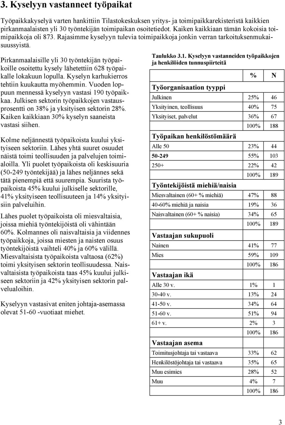 Pirkanmaalaisille yli 30 työntekijän työpaikoille osoitettu kysely lähetettiin 628 työpaikalle lokakuun lopulla. Kyselyn karhukierros tehtiin kuukautta myöhemmin.