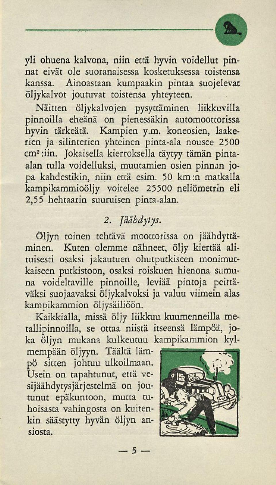 Jokaisella kierroksella täytyy tämän pintaalan tulla voidelluksi, muutamien osien pinnan jopa kahdestikin, niin että esim.