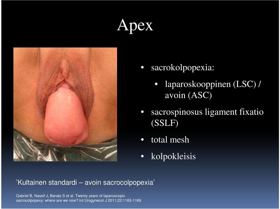 sacrocolpopexia Gabriel B, Nassif J, Barata S et al.