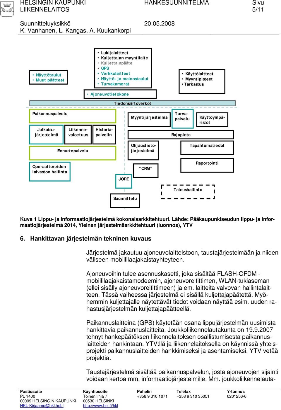 Tapahtumatiedot Operaattoreiden laivaston hallinta CRM Raportointi JORE Taloushallinto Suunnittelu Kuva 1 Lippu- ja informaatiojärjestelmä kokonaisarkkitehtuuri.