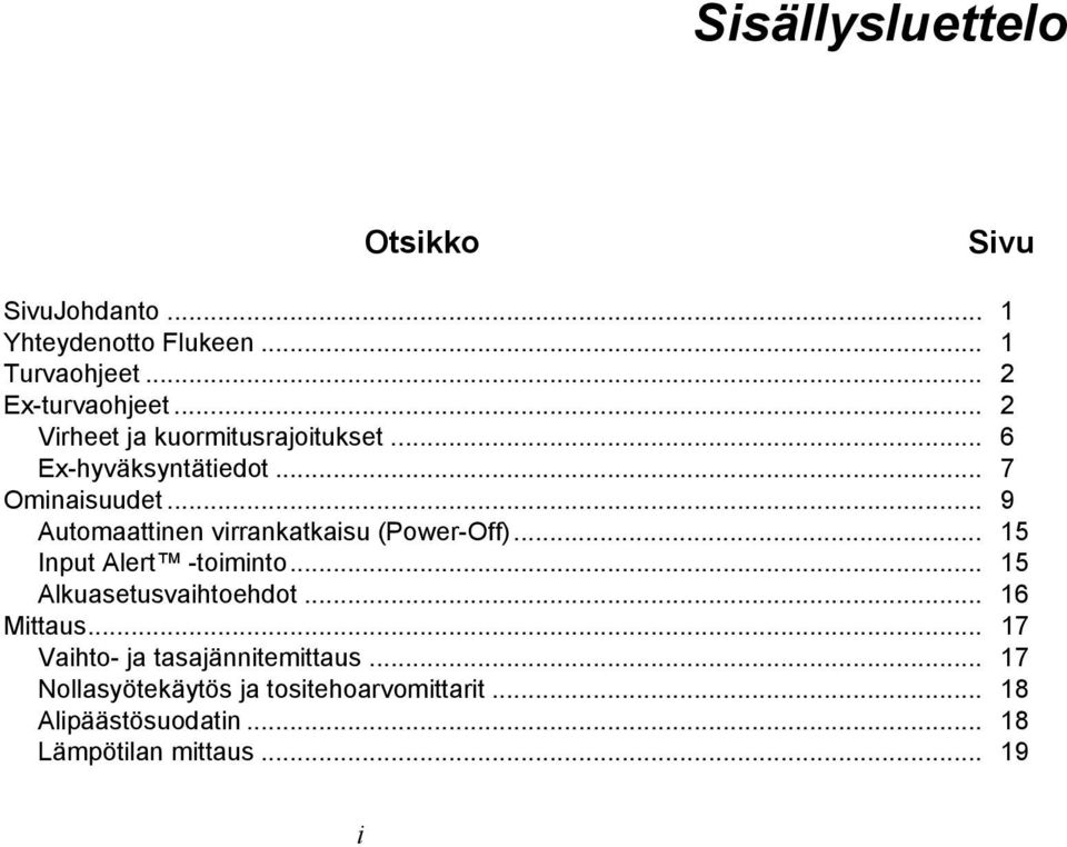 .. 9 Automaattinen virrankatkaisu (Power-Off)... 15 Input Alert -toiminto... 15 Alkuasetusvaihtoehdot.